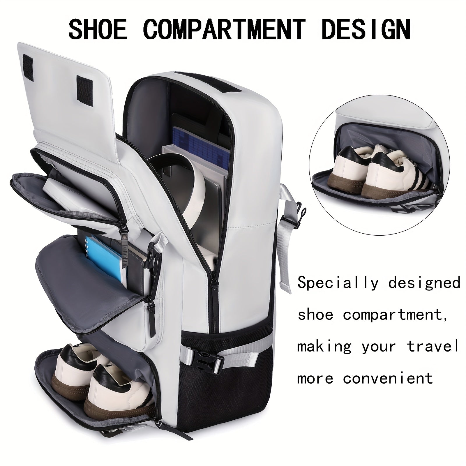 Men'S Travel Backpack, Airline Approved Carry On Backpack,  With Shoe Compartment, 17.3-inch Laptop Backpack,