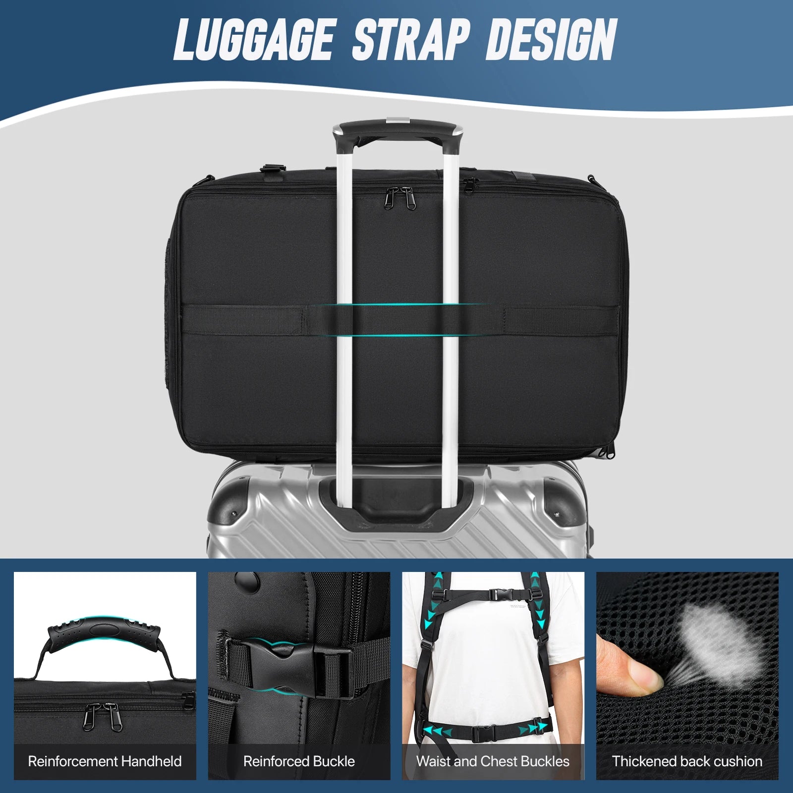 Large Travel Backpack Expandable With Shoe Storage Multilayer Luggage Bag 17.3 Laptop Waterproof