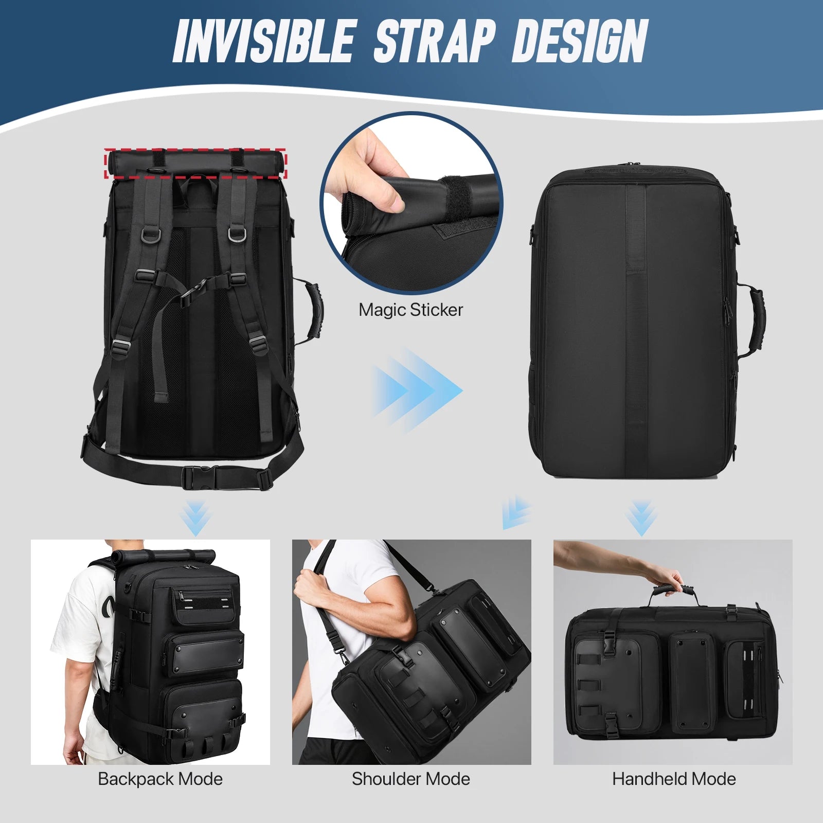 Large Travel Backpack Expandable With Shoe Storage Multilayer Luggage Bag 17.3 Laptop Waterproof